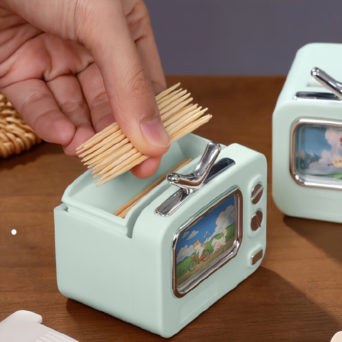 ✨Home & Decor Retro TV Shape Automatic Pop-Up Toothpick Holder📺