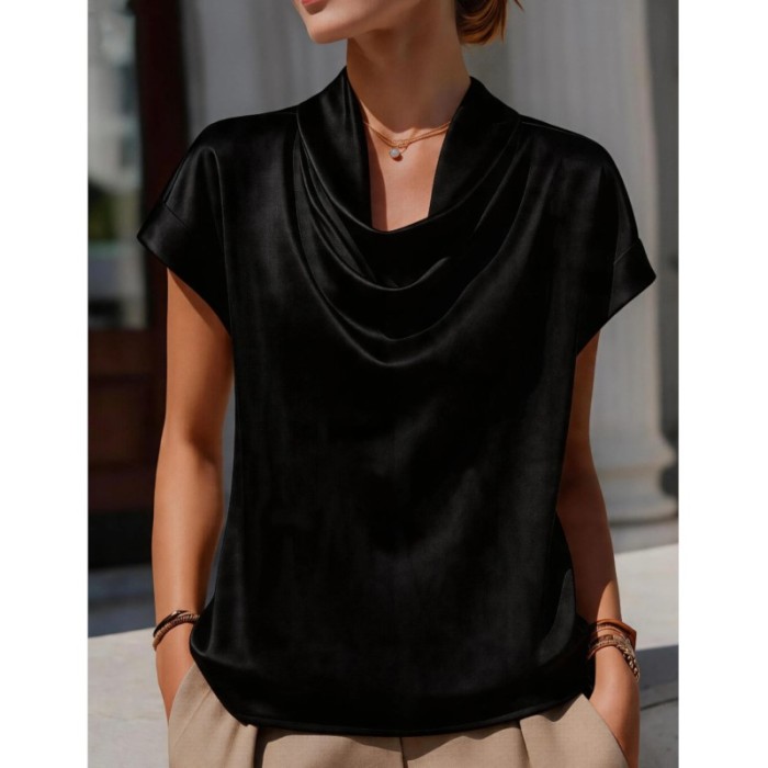 ✨Daily & Vacation Boho White Swing Collar Short Sleeve Blouse🤍