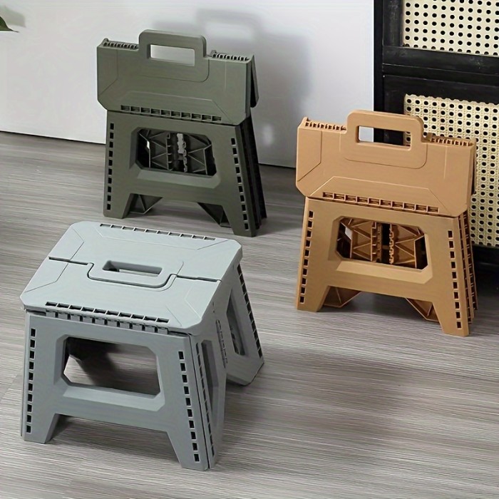 Heavy-Duty Thickened Portable Folding Stool with Handle - 1 Pack Square Plastic Collapsible Stool for Indoor, Gatherings, Picnic, Fishing | Durable PP, Adult-Supporting up to 330lbs, No Electricity or Batteries Needed