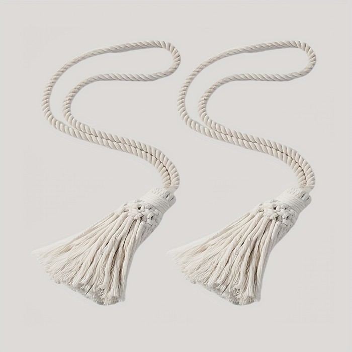 1\u002F2pcs Bohemian Style Curtain Tieback Rope, Handwoven Fringe Curtain Tiebacks, Curtain Decorative Pendants, Curtain Tie Clips, Vintage Window Accessory Hanging Rope, No Installation Needed, Durable and Easy to Clean, Suitable for Home Bedroom Living