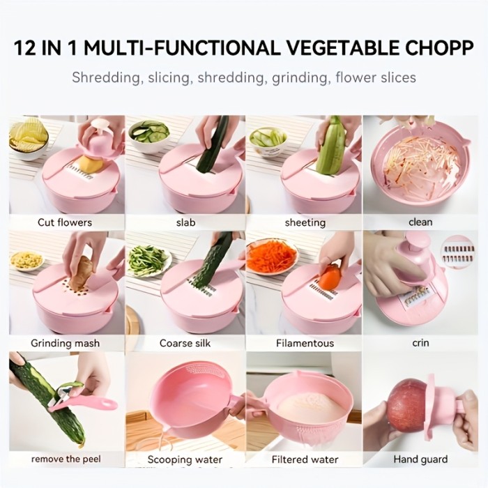 12in 1 Multi-Functional Vegetable Chopper Carrots Potatoes Manually Cut Shred Slicer Radish Grater Kitchen Tools Vegetable Cutter