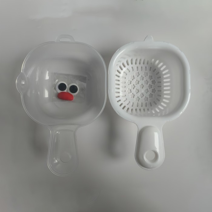 2pcs Duck-bill Dopamine Cute Handle Drain Basket Water Filter Double 2-in-1 Thickened Washing Basket Wash Fruit Household