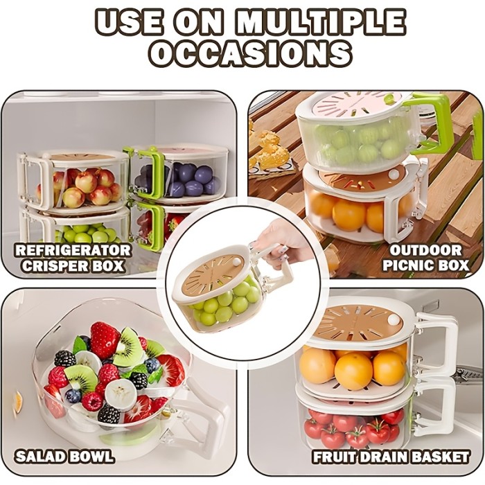 ✨Kitchen & Outdoor 2-in-1 Double Layer Drain Basket🥬