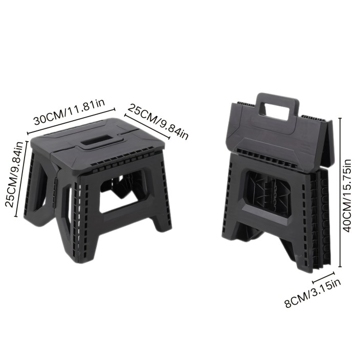 Heavy-Duty Thickened Portable Folding Stool with Handle - 1 Pack Square Plastic Collapsible Stool for Indoor, Gatherings, Picnic, Fishing | Durable PP, Adult-Supporting up to 330lbs, No Electricity or Batteries Needed