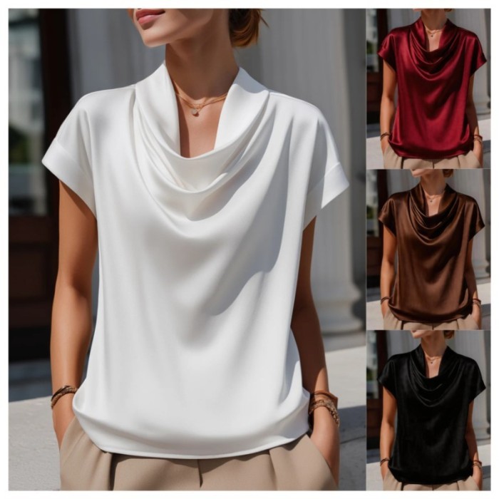 ✨Daily & Vacation Boho White Swing Collar Short Sleeve Blouse🤍