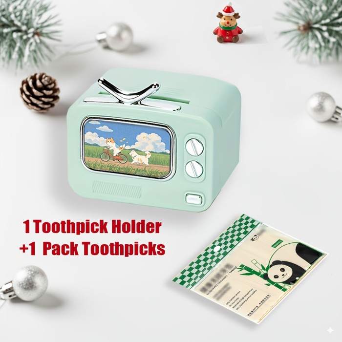 ✨Home & Decor Retro TV Shape Automatic Pop-Up Toothpick Holder📺