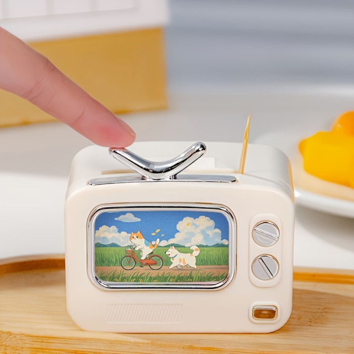 ✨Home & Decor Retro TV Shape Automatic Pop-Up Toothpick Holder📺