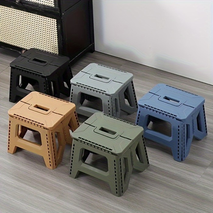 Heavy-Duty Thickened Portable Folding Stool with Handle - 1 Pack Square Plastic Collapsible Stool for Indoor, Gatherings, Picnic, Fishing | Durable PP, Adult-Supporting up to 330lbs, No Electricity or Batteries Needed