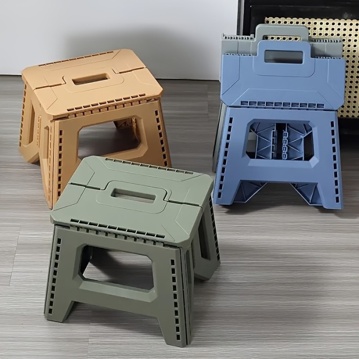 Heavy-Duty Thickened Portable Folding Stool with Handle - 1 Pack Square Plastic Collapsible Stool for Indoor, Gatherings, Picnic, Fishing | Durable PP, Adult-Supporting up to 330lbs, No Electricity or Batteries Needed