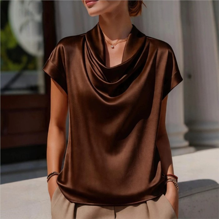 ✨Daily & Vacation Boho White Swing Collar Short Sleeve Blouse🤍