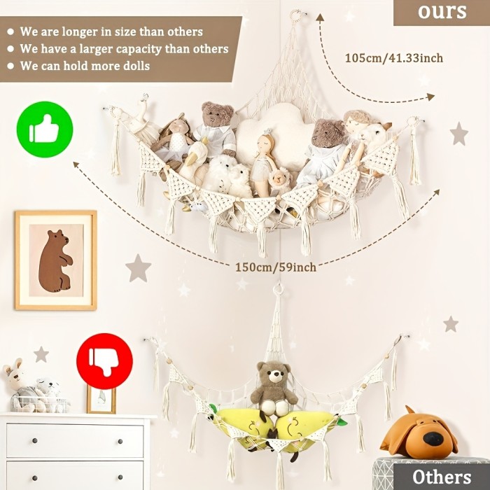 1pc Oversized Mesh Hammock for Plush Toys | Suitable for Various Sizes, Non- Polyester Fabric