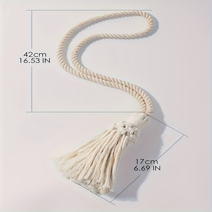 1\u002F2pcs Bohemian Style Curtain Tieback Rope, Handwoven Fringe Curtain Tiebacks, Curtain Decorative Pendants, Curtain Tie Clips, Vintage Window Accessory Hanging Rope, No Installation Needed, Durable and Easy to Clean, Suitable for Home Bedroom Living