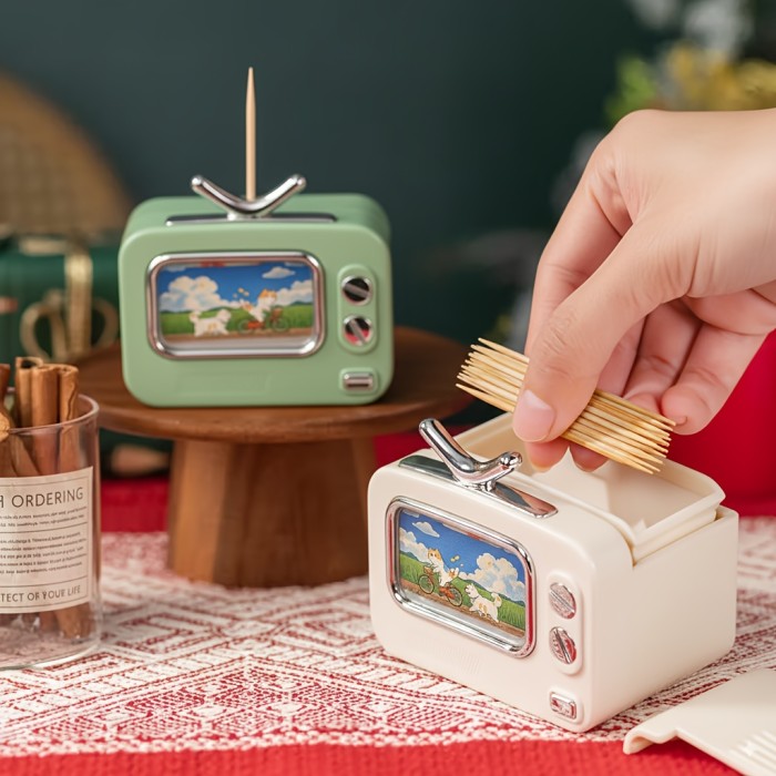 ✨Home & Decor Retro TV Shape Automatic Pop-Up Toothpick Holder📺