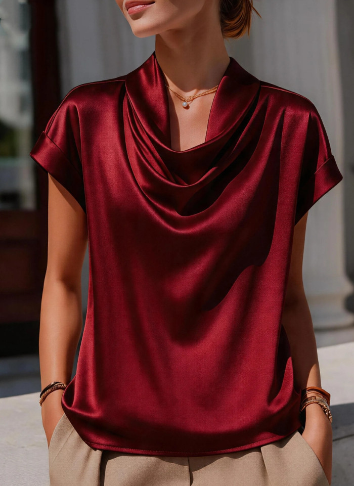 ✨Daily & Vacation Boho White Swing Collar Short Sleeve Blouse🤍