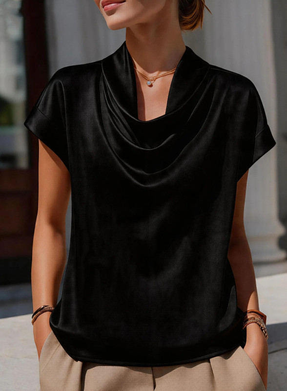✨Daily & Vacation Boho White Swing Collar Short Sleeve Blouse🤍