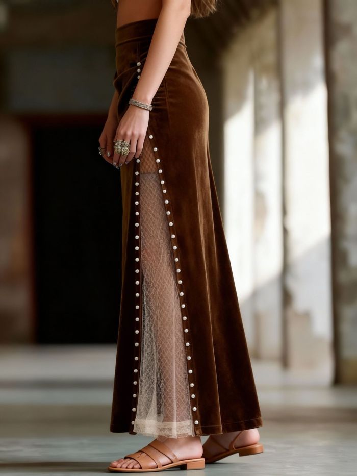 ✨Daily & Dating Vintage Suede High Waist Slim Skirt🖤