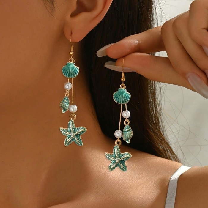 ✨Beach & Party Blue Starfish Tassel Earrings🐚
