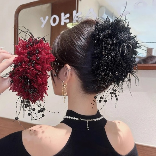 🌸Trendy Flower Hair Clip | Peony Tassel Sequin Barrette for Daily Wear