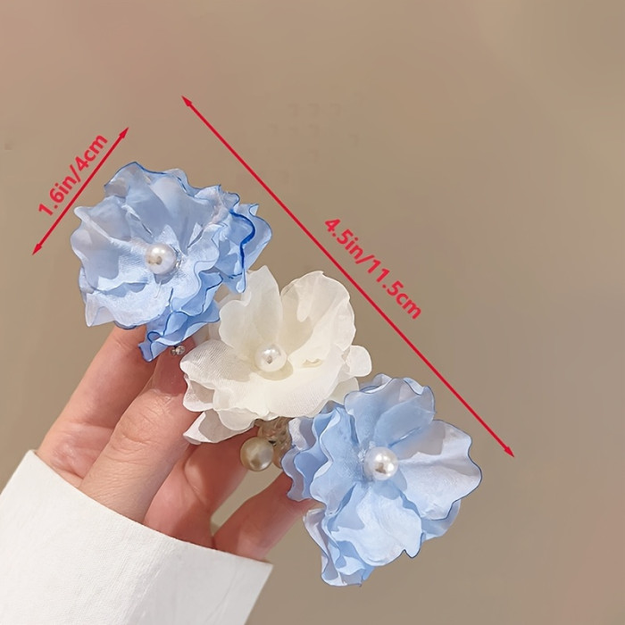 1pc New Colorful Flower Beaded Telephone Cord Hair Tie for Women, Fashionable Bohemian Style Flower Telephone Cord Braided Hair Rope Suitable for Daily Wear And Beach Vacation, Women'S Fashion Hair Additions