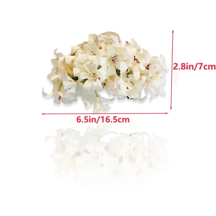 1pc Aylhfo Spring\u002FSummer New 4.3In\u002F11Cm Large Simulation Flower Hair Claw Clip, Women'S Fashion Hawaiian Style Flower Hair Bun Clip, Women'S Wedding White Flower Decoration Headwear, Suitable for Daily And Beach Vacation, Wedding Party Wear