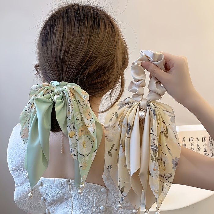 🌸Flower Bow Chiffon Hair Tie | Sweet Hair Accessory for Daily Look