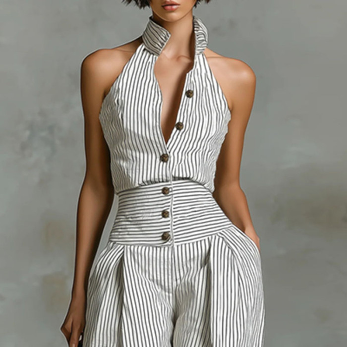 ✨Office & Daily Striped Sleeveless Jumpsuit〰️