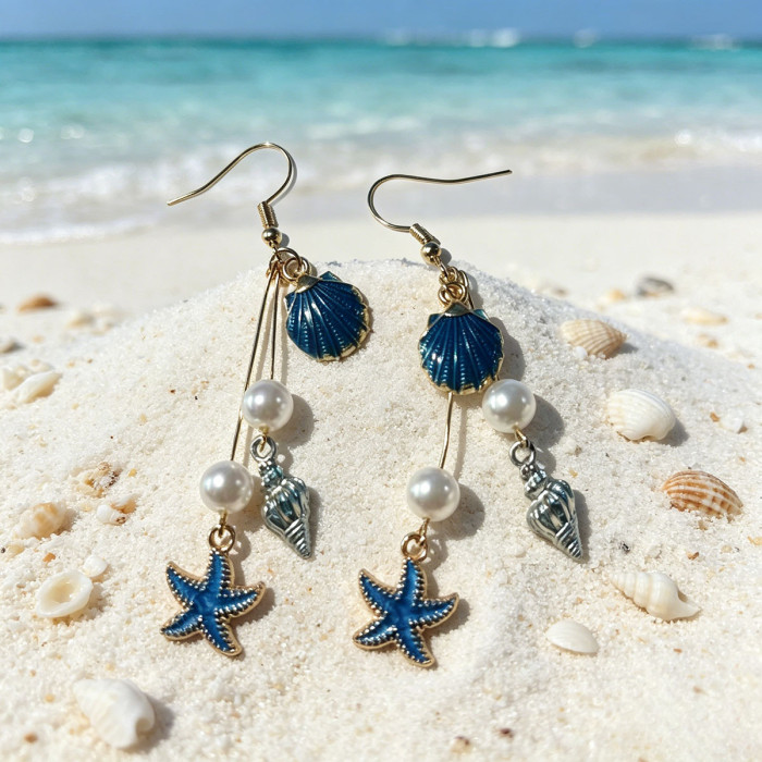 ✨Beach & Party Blue Starfish Tassel Earrings🐚