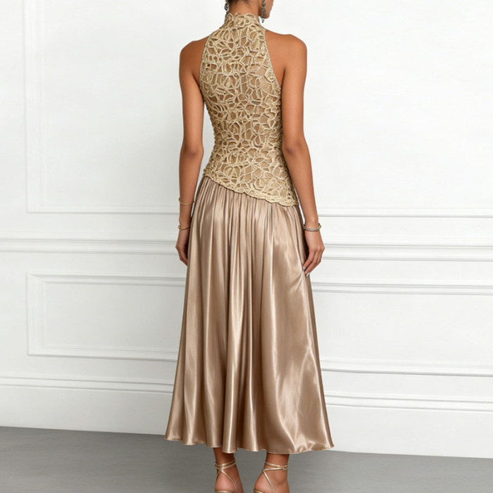 ✨Evening & Party Lace Spliced Satin Maxi Dress💃