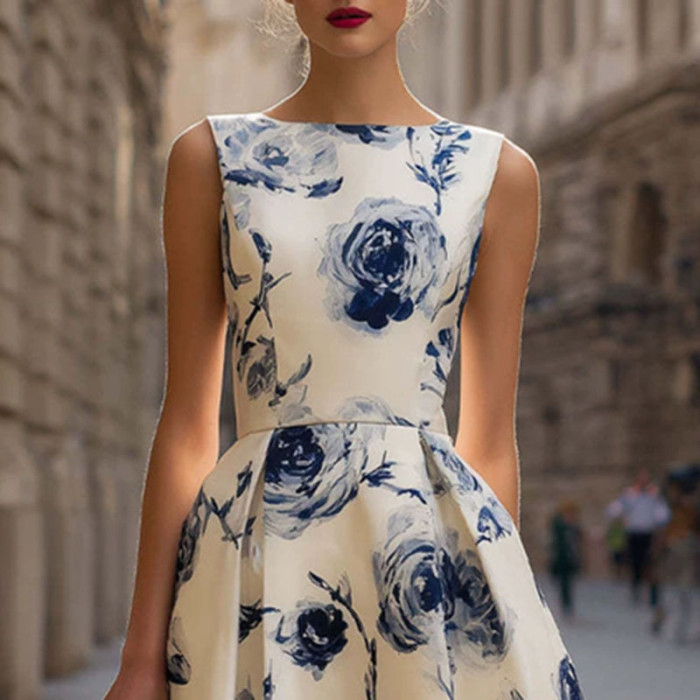 ✨Office & Party Floral Print Sleeveless Dress🌸