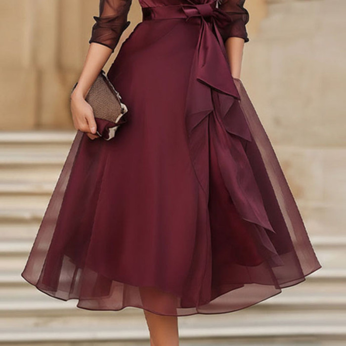 ✨Office & Party Notched Collar Satin Dress✨