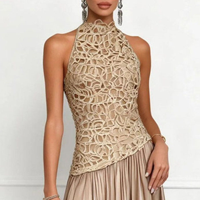 ✨Evening & Party Lace Spliced Satin Maxi Dress💃