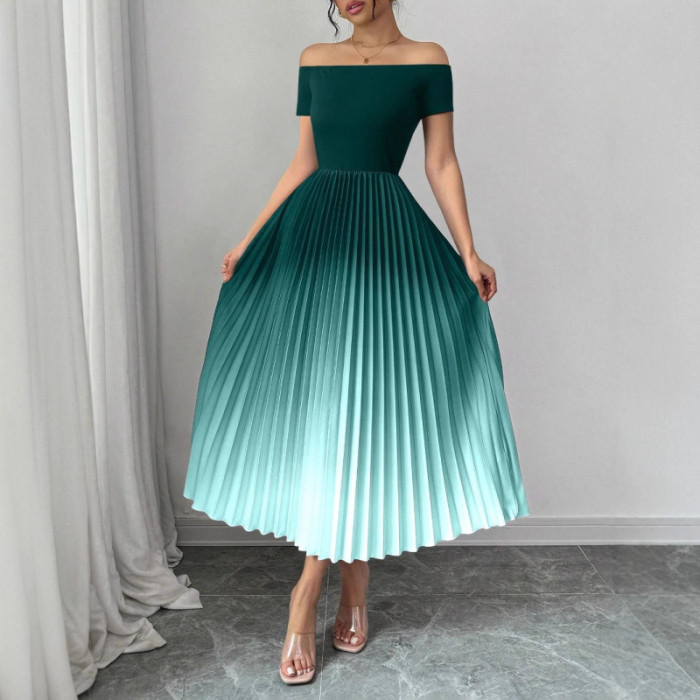 ✨Daily & Party Off-Shoulder Gradient Pleated Slim Dress💫