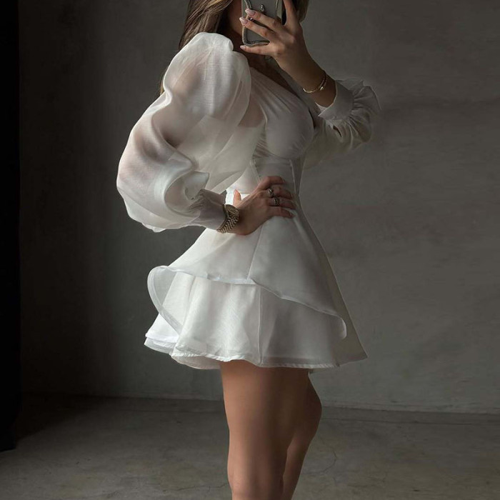 ✨Party & Daily V-neck Mesh Cake Mini Dress💃