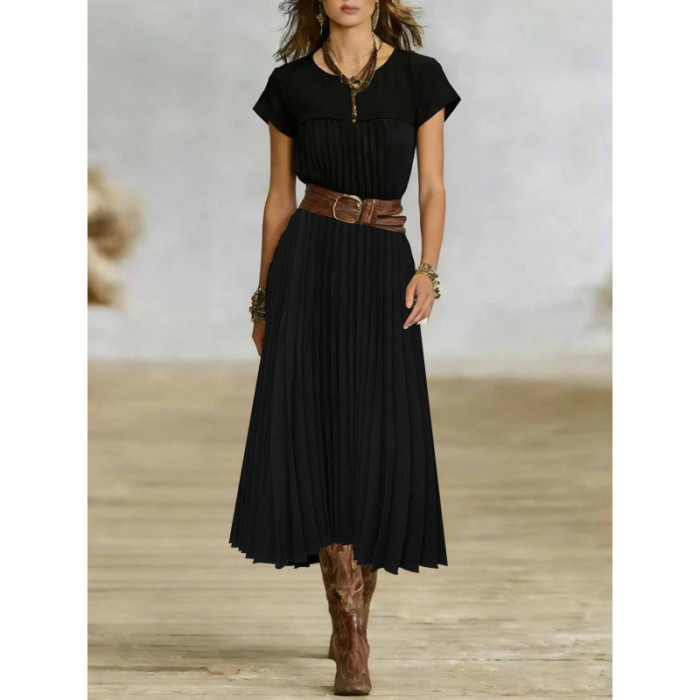 ✨Daily & Casual Long Sleeve Pleated Midi Dress🌷