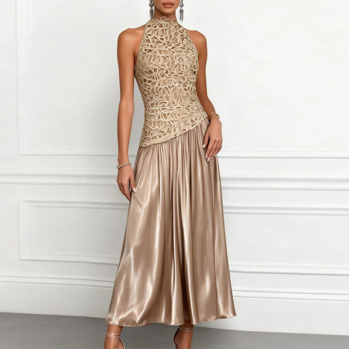 ✨Evening & Party Lace Spliced Satin Maxi Dress💃