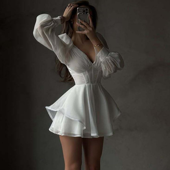 ✨Party & Daily V-neck Mesh Cake Mini Dress💃