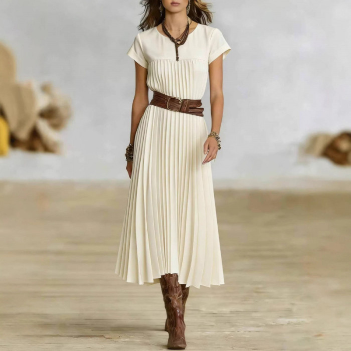 ✨Daily & Casual Long Sleeve Pleated Midi Dress🌷
