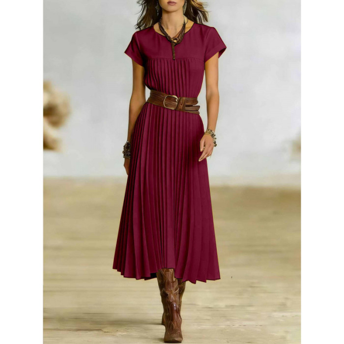 ✨Daily & Casual Long Sleeve Pleated Midi Dress🌷
