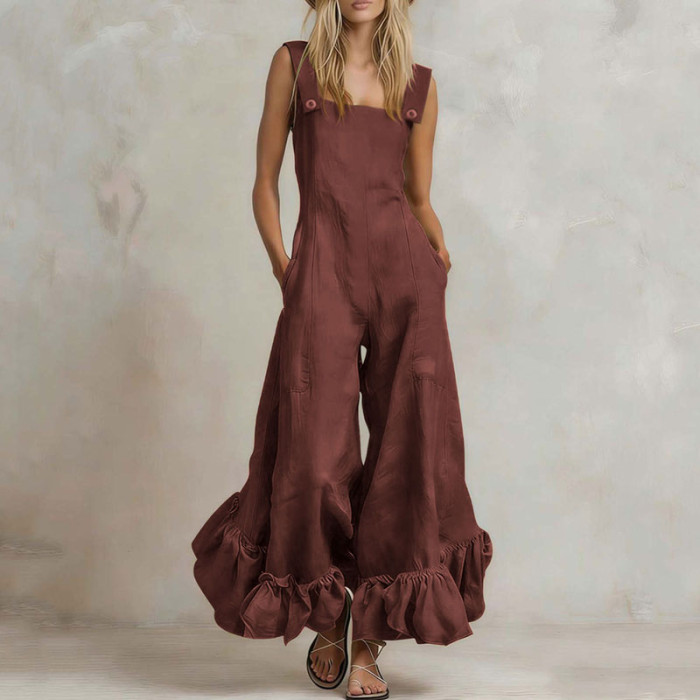 ✨Daily & Casual Square Neck Wide Leg Jumpsuit🤎