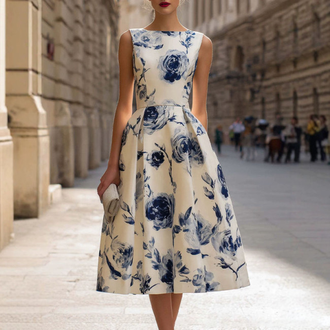 ✨Office & Party Floral Print Sleeveless Dress🌸