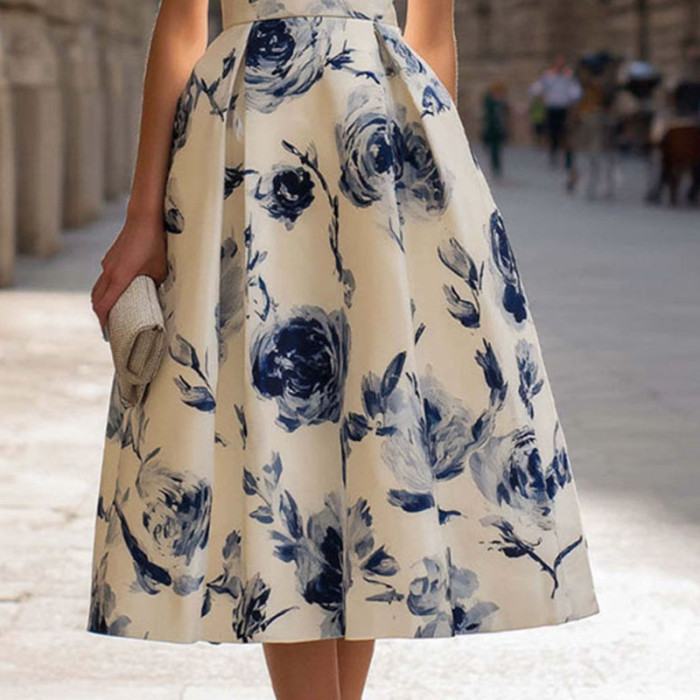 ✨Office & Party Floral Print Sleeveless Dress🌸