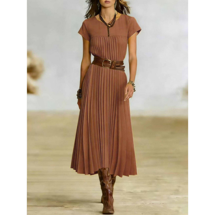 ✨Daily & Casual Long Sleeve Pleated Midi Dress🌷