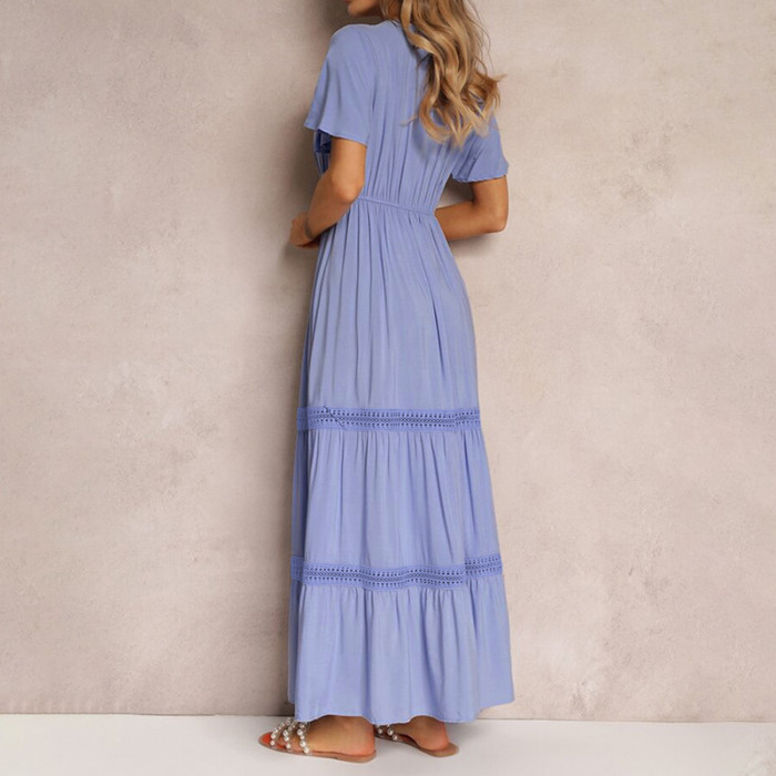 ✨Boho & Daily V-neck Tiered Maxi Dress🌼