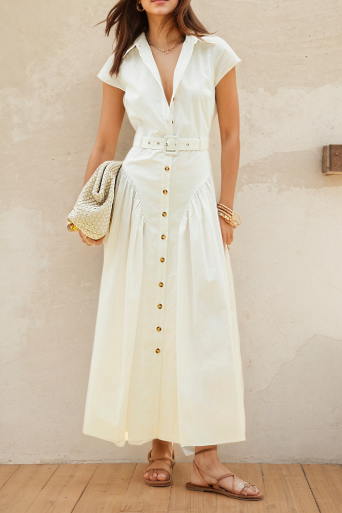 ✨Office & Daily Lapel Single-breasted Long Dress🤍