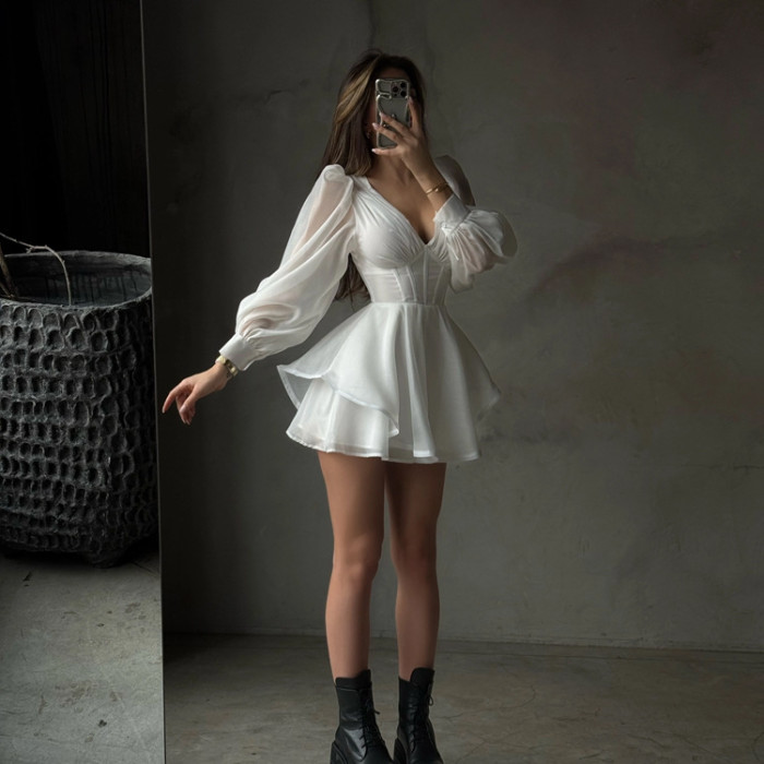 ✨Party & Daily V-neck Mesh Cake Mini Dress💃