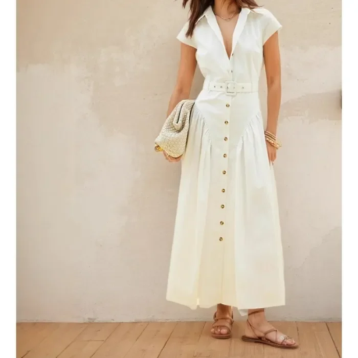 ✨Office & Daily Lapel Single-breasted Long Dress🤍