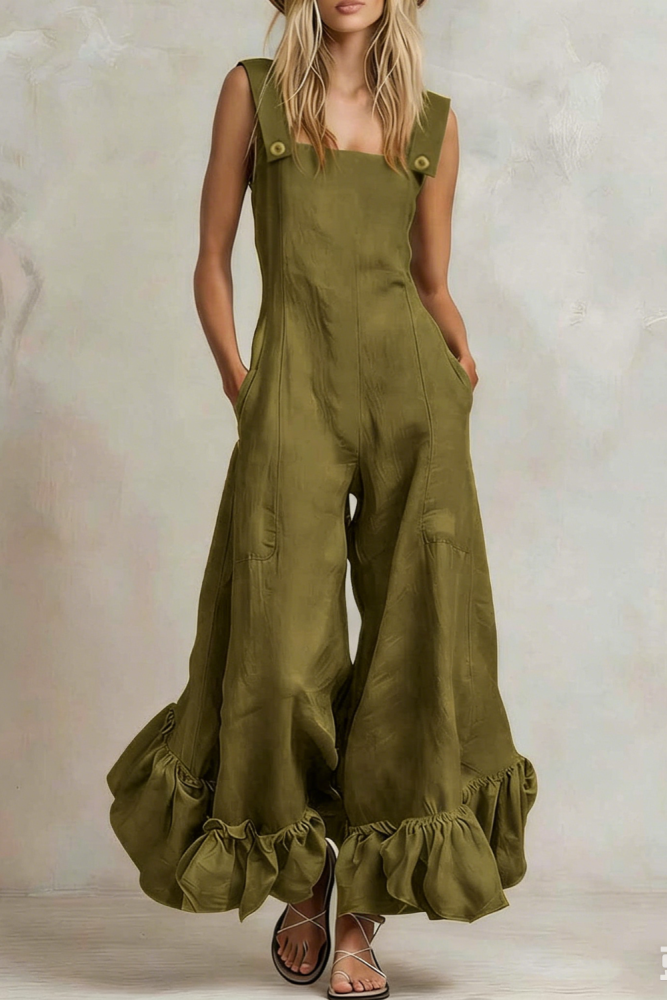 ✨Daily & Casual Square Neck Wide Leg Jumpsuit🤎