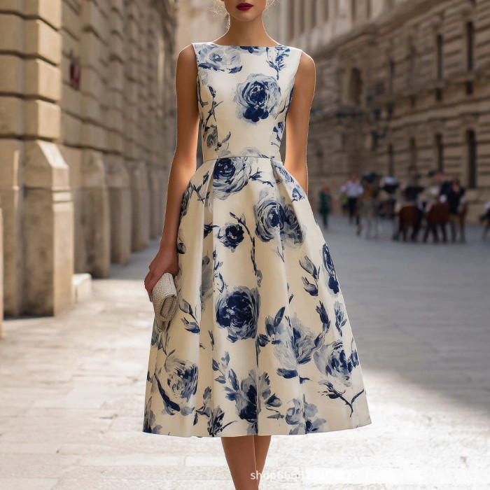 ✨Office & Party Floral Print Sleeveless Dress🌸
