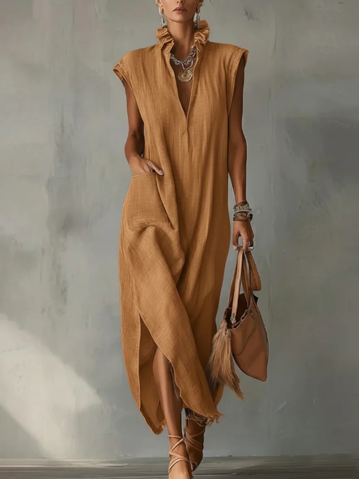 ✨Daily & Casual V-neck Sleeveless Dress🌻