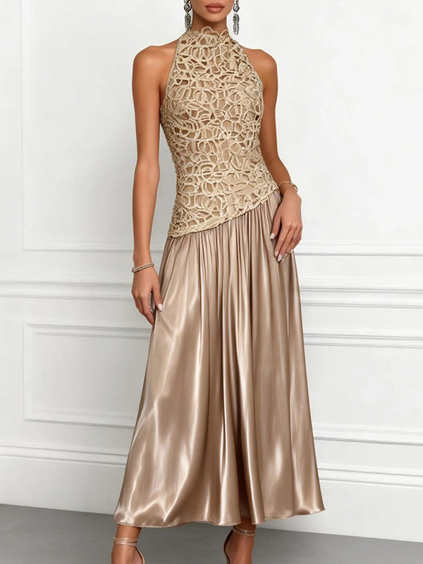 ✨Evening & Party Lace Spliced Satin Maxi Dress💃